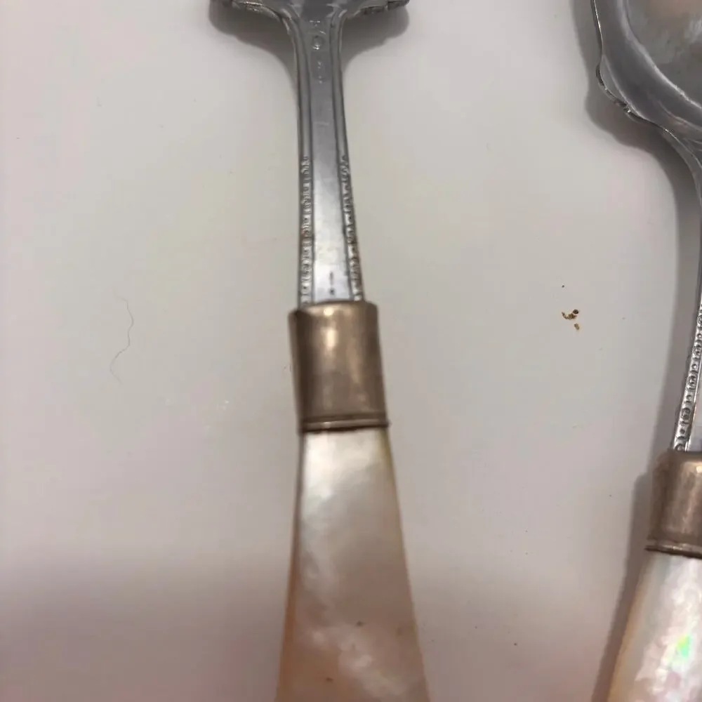Antique Mother of Pearl Serving Set, Silver Plated EPNS B.S. Co. 2 pieces